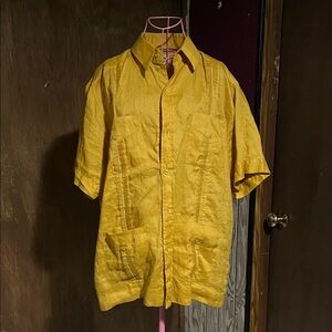 Men's Mustard Color Short Sleeve Shirt